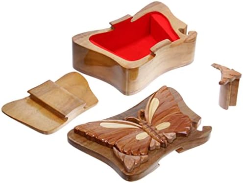 Дървена Secret Ковчег-Пъзел Ръчно изработени във формата На Пеперуда - Butterfly