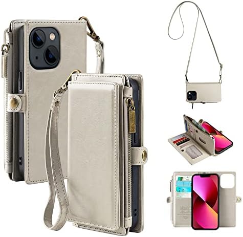 Чанта-портфейл MInCYB по рамото за iPhone SE, Държач за карти iPhone SE с RFID заключване, Чанта-Чанта от Изкуствена