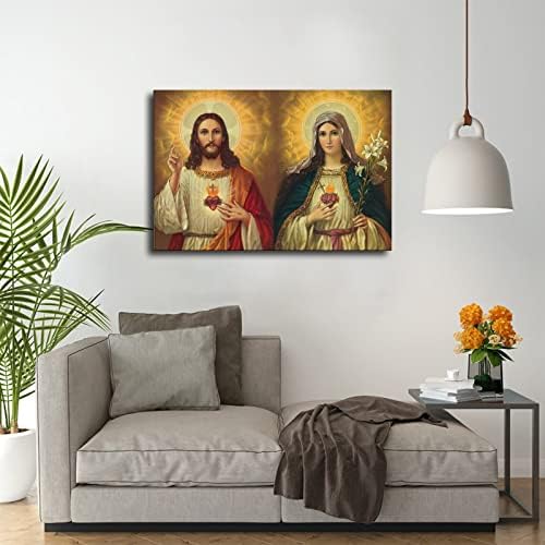 Светото Сърце на Исус и Непорочното Сърце на Мария Католически Плакати за Декорация на офис, Спалня, Дневна