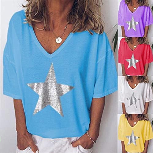 Andongnywell/ Дамски Ежедневни Базови Блузи, тениски с V-образно деколте, Ежедневни Тениски с Къс ръкав, Долната Риза, Тениска