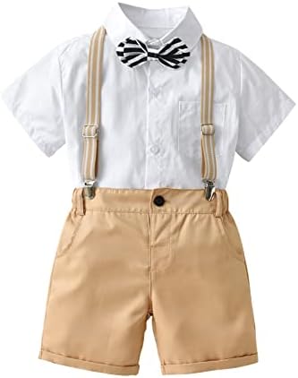 Комплект Вечерни облекла Господин За малки Момчета, Риза с папийонка за Малки Деца и Къси Панталони с Нагрудником,