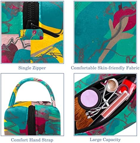 TBOUOBT Козметични чанти, козметични Чанти за жени, Малки Пътни Чанти за Грим, Абстрактно Изкуство, Червена