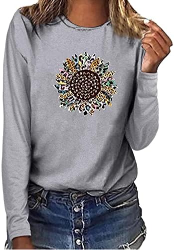 Есенно Лятна Блуза, Тениска за Дамско Облекло От Памук с Дълъг Ръкав и Кръгло Деколте Графична Блуза за Късна