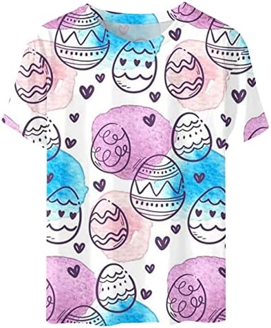 Ризи с Великденски Яйца за Жени, Летни Ежедневни Тениски с Кръгло деколте и Къс Ръкав С Великден Принтом