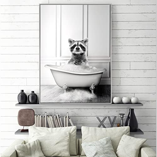 Рисунка на стената с животни - Елен В банята, с монтиран на стената интериор - Черно-бял Плакат С Принтом на
