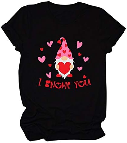 Ризата на Свети Валентин, Дамски Блузи с Принтом на Сърцето и Къс Ръкав, Без Приятелка, Тениска с Кръгло Деколте,