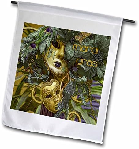 Триизмерно изображение на Красиви Златни маски с Билки и надпис на Mardi Gras - Знамена (fl_353342_1)