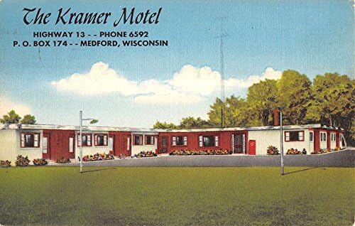 Medford, Уисконсин, мотел Kramer с изглед към улицата, бельо антични картичка K17331