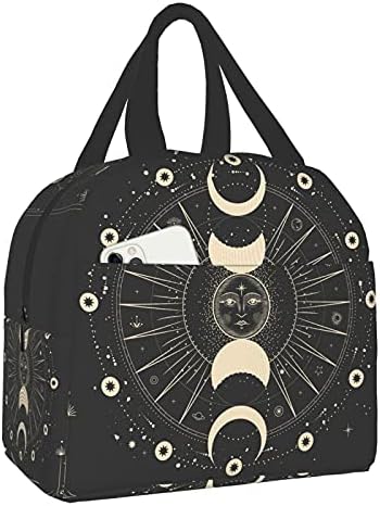DADABULIUU Чанта за Обяд Луната Мистично Слънцето Астрология, Таро Готически Изолиран Обяд-Бокс Охладител Чанта-Тоут