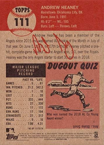 2018 Topps Living Set 111 Бейзболна картичка Андрю Хини Лос Анджелис Энджелз - произведени общо 3602 неща!