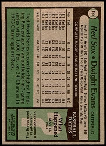 1979 Топпс 155 Дуайт Еванс Бостън Ред Сокс (Бейзболна картичка) EX/MT Red Sox