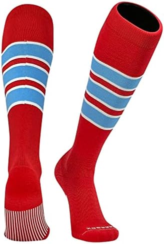 Чорапи за бейзбол, софтбол, футбол в ивицата КРУША СОКС OTC - Alaw-Червени, Бели, Небето-Синьо (C)