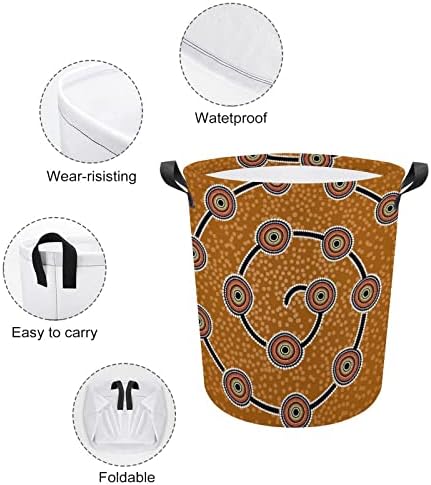 Кошница за дрехи с Риба Аборигени изкуство Сгъваема Висока Кошница За Дрехи с Дръжки Чанта За Съхранение