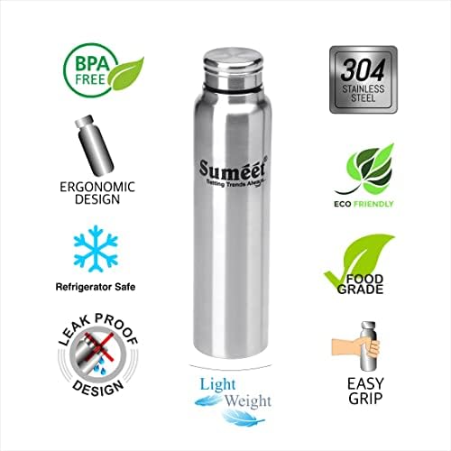 Sumeet Тънка Запечатани бутилка за вода от неръждаема стомана / Бутилка за хладилник - 550 мл - Опаковка от