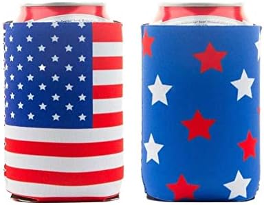 2 опаковане на притежателите за напитки с американския флаг на САЩ - Честване на Деня на Независимостта на 4