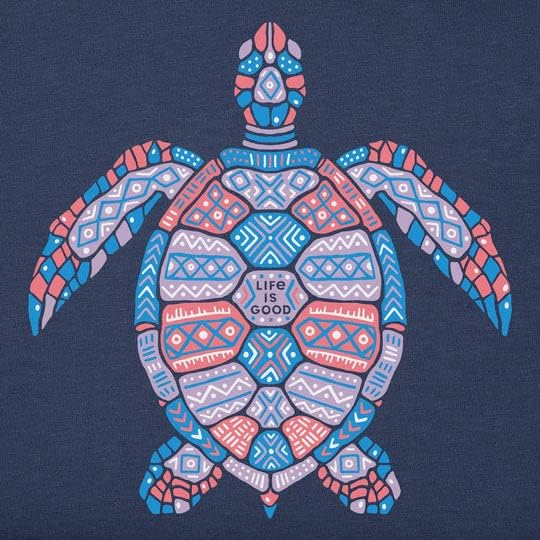 Животът Е Красив. Женска тениска Tribal Sea Turtle SS Crusher Tee, Тъмно Синьо, XX-Large