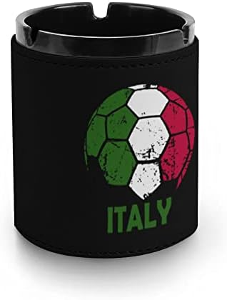 Италиански Флаг Футбол Футболен Премиум Кожена Пепелник Кръг Цигари Настолен Пепелник за Пушачи и за Колата