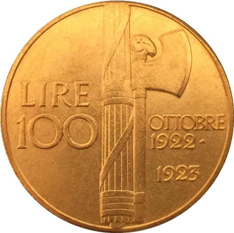 1922-1923 Италианска Монета От 100 Лири От Чиста Мед С Позлатените Покритие Антични Сребро Доларова Монета Занаят