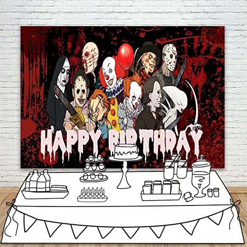 Moonlight Studio Филм на Ужасите Декор Банер 7x5ft честит Рожден Ден на Хелоуин Bbackdrops за Партита Кървав