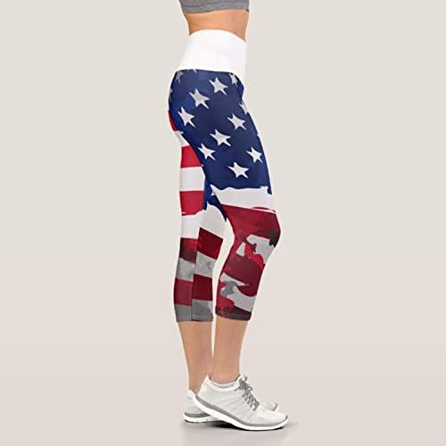 На 4 юли Гамаши за Жени с Висока Талия, Американски Флаг, Тънък Панталон-Молив за Фитнес, Леки Спортни Спортни