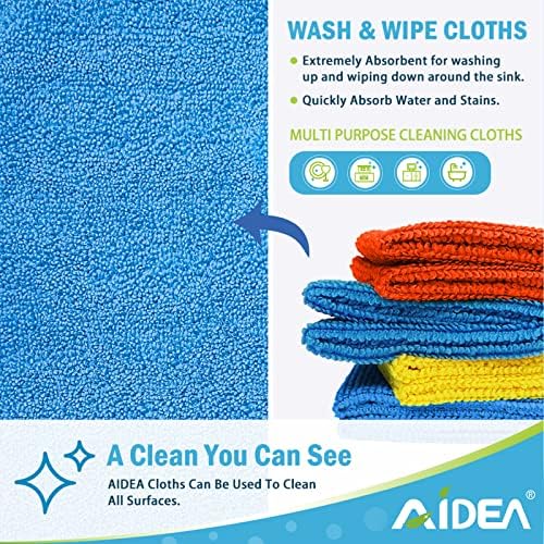 Кърпички за почистване от микрофибър AIDEA - 100 опаковки, Гъвкави, Меки, Добре Абсорбиращи, гладка, без Разводи, за дома, Кухни, кола, прозорци, подаръци (12 x 12)
