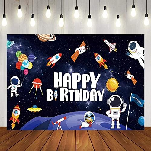 Космически Фон честит Рожден Ден, Банер за детски Рожден Ден, 5x3 фута Космически Фон за Снимки на рожден Ден,