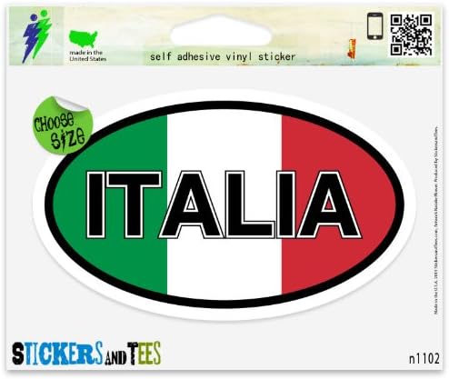 Italia Флаг на Италия Овални Vinyl Стикер На Прозореца на Бронята на автомобила 5 x 3