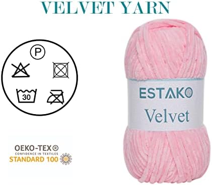 Estako Бархатное одеяло от шенилна амигуруми Прежди за плетене на една кука Super Bulky 100 г (132 ярд) (1310