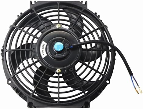 MOSTPLUS Черен Универсален Електрически Радиатор Тънък вентилатор push-pull 12 + Монтажен комплект (10 инча)