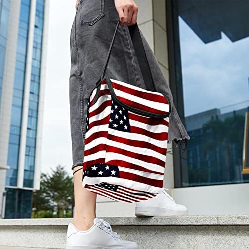 Олекотена Голяма Чанта за Обяд Американски Флаг на САЩ за многократна употреба Обяд-Бокс за Жени и Мъже