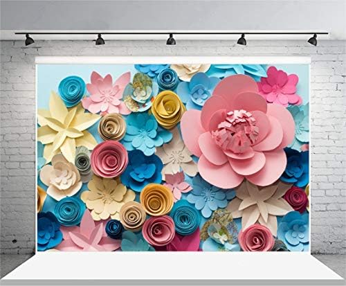 Laeacco 7x5ft Елегантен Фон от Хартиени Цветя, Цветен Фон за Снимки на Детската душа 3D Реалистични Розови Цветя
