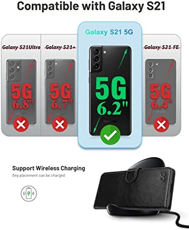 Калъф е Съвместим с калъф-чанта Galaxy S21 5G, флип-фолио от изкуствена кожа с притежателите на карти, RFID-Принудителна