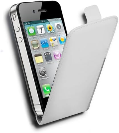 Калъф Cadorabo за Apple iPhone 4/ iPhone 4S от гладка изкуствена кожа с панти капак, черен