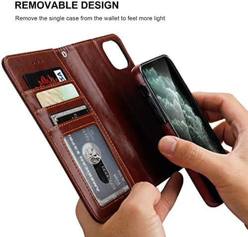 Чанта-портфейл Bocasal iPhone 11 с Държач за карти от Изкуствена Кожа, Магнитна Подвижна Поставка, устойчив