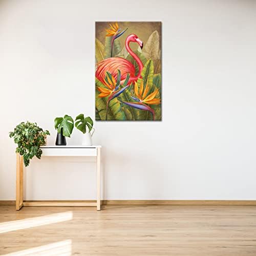 FuShvre Тропически Цветя Стенно Изкуство Фламинго в Райско птица Платно Картини Хавайски Тематична Картина Стенен