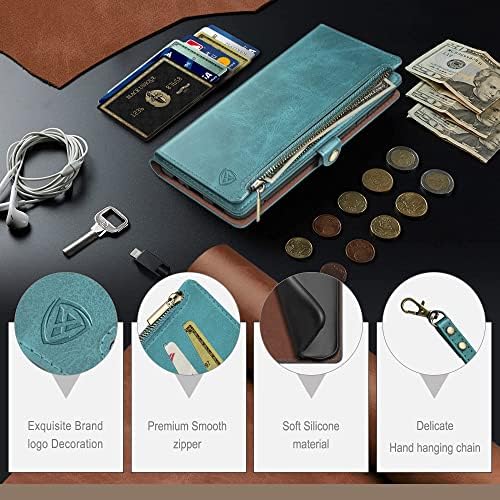 XcaseBar за Мото G Power 2022 Чанта-портфейл 5G с цип 【Заключване RFID】 Титуляр за кредитни карти, флип-за награда-книга