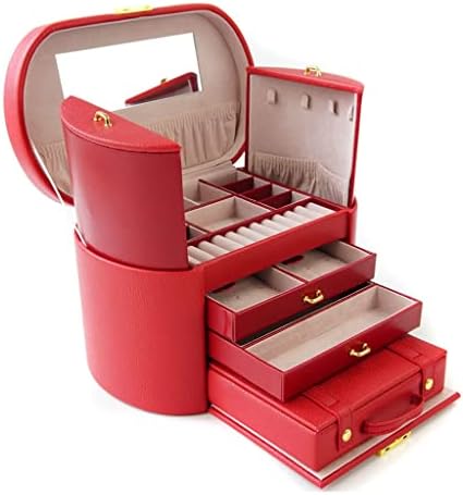 N/A Кутия за съхранение на Сватбена Ковчег за бижута, Кожена с Ключалка Пътна Чанта Огърлица, Пръстен (Цвят: