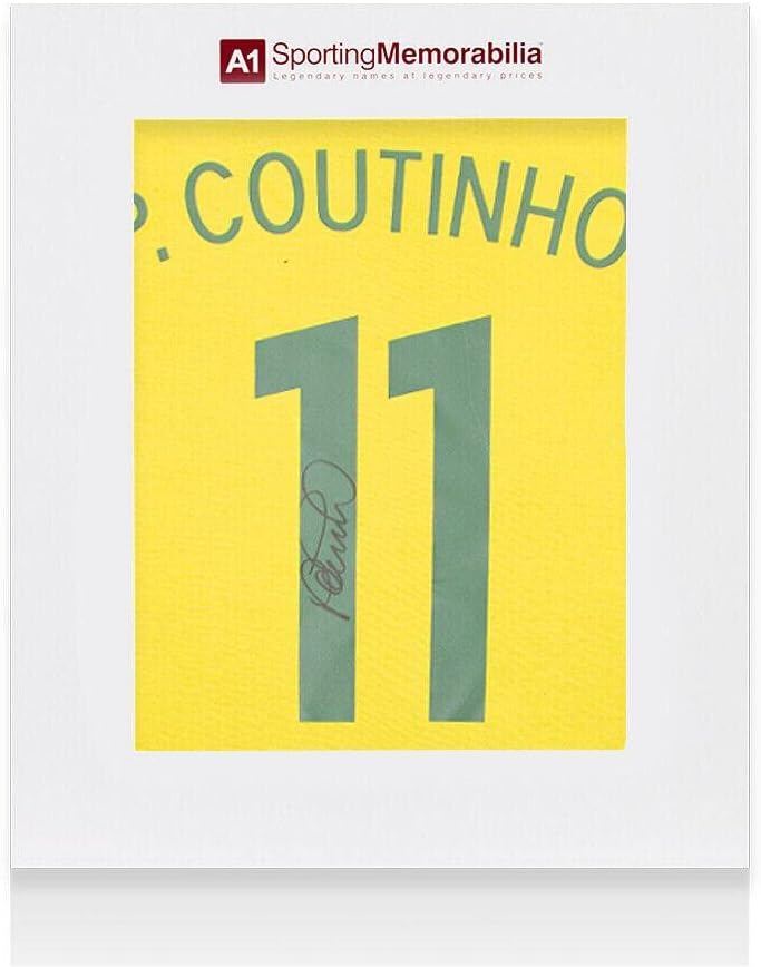 Тениска Филип Коутиньо в ретро стил, с автограф от Бразилия, номер 11 - Подарък кутия С Автограф - Футболни
