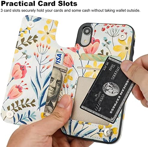 HAOPINSH за iPhone XR Чанта-Портфейл с държач за карти с цветен модел, калъф-книжка с панти капак от изкуствена