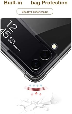 LIULANZ за Samsung Galaxy Z Flip 4 Прозрачен Калъф с дръжка и пръстен, изключително тънък Прозрачен Защитен